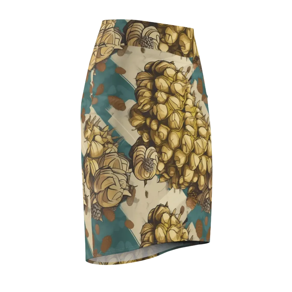 Golden Cone Garden on Pencil Skirt — Front Side