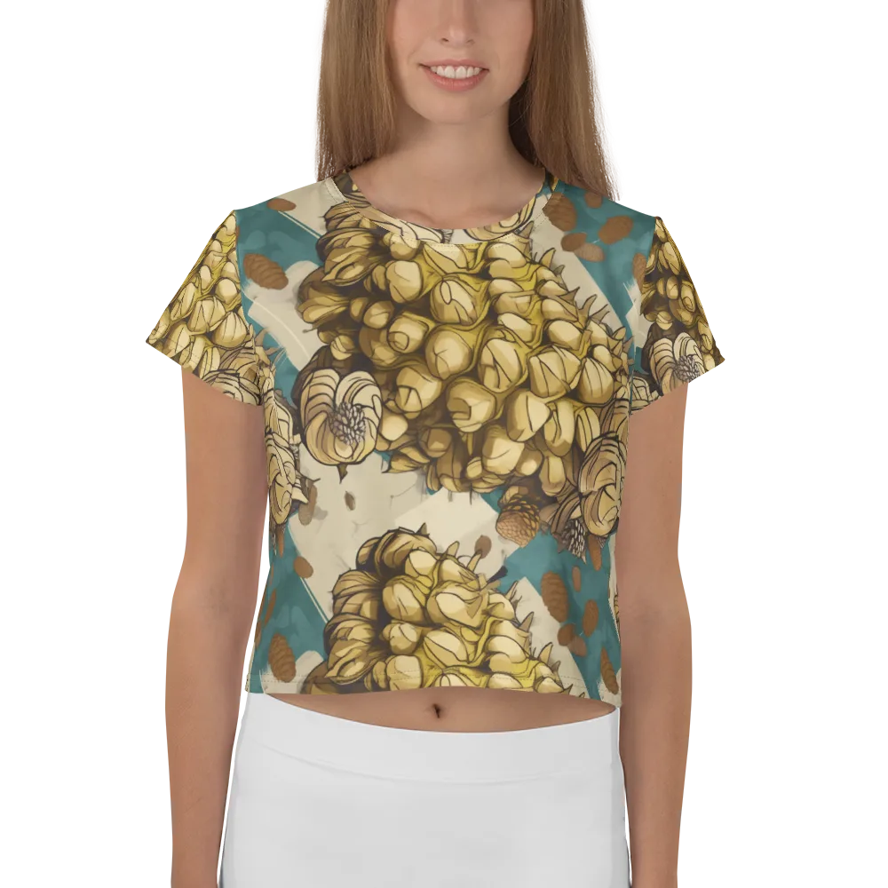 Golden Cone Garden on Crop Tee — Front