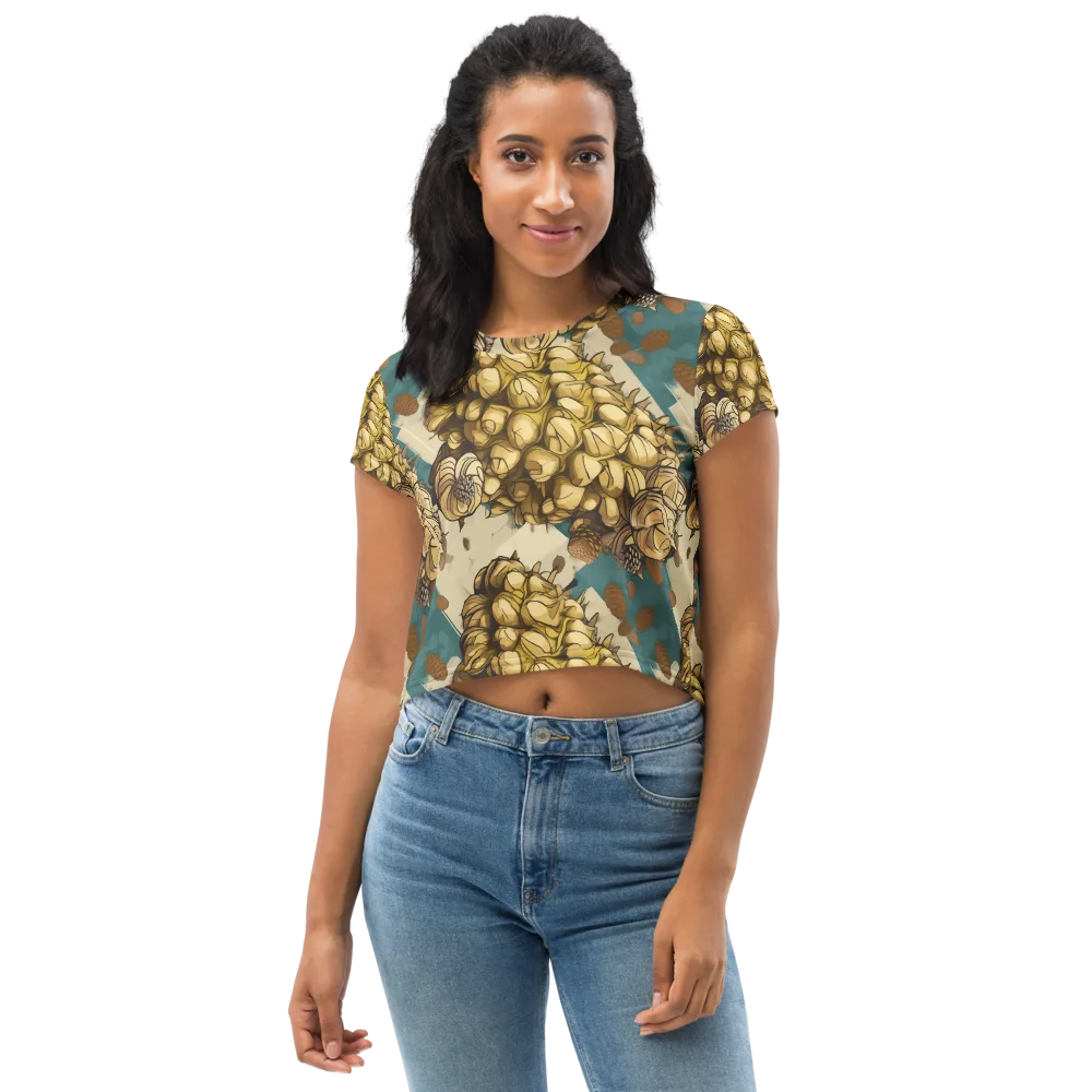 Golden Cone Garden on Crop Tee — Front