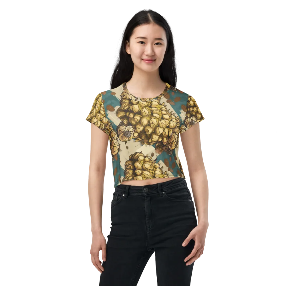 Golden Cone Garden on Crop Tee — Front