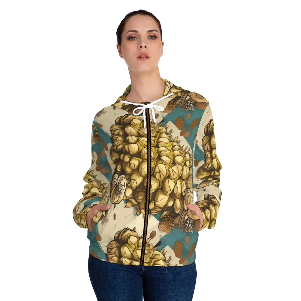 Golden Cone Garden on Women's Full-Zip Hoodie — Front On Person