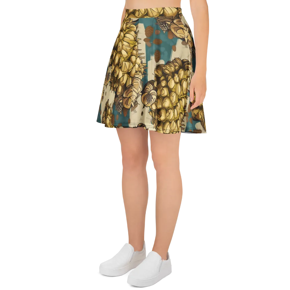Golden Cone Garden on Skater Skirt — Left