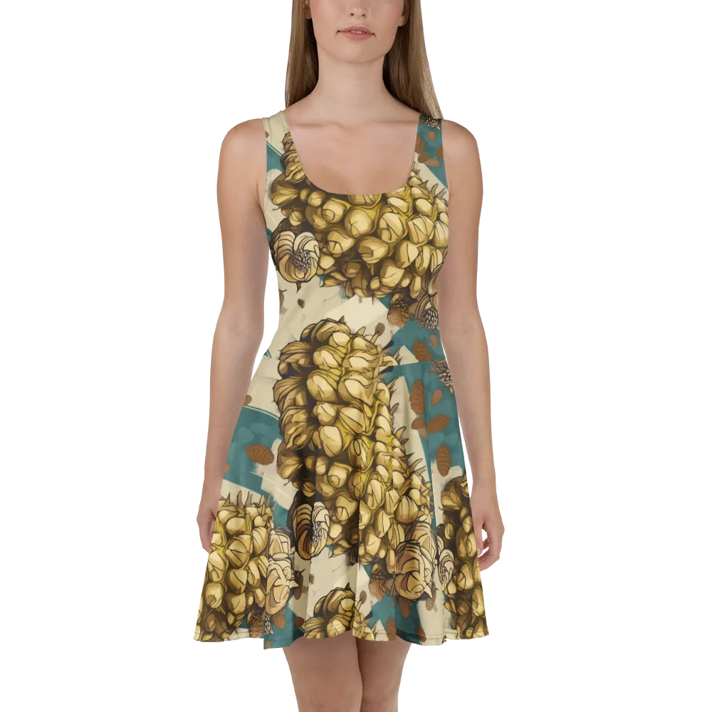 Golden Cone Garden on Skater Dress — Front