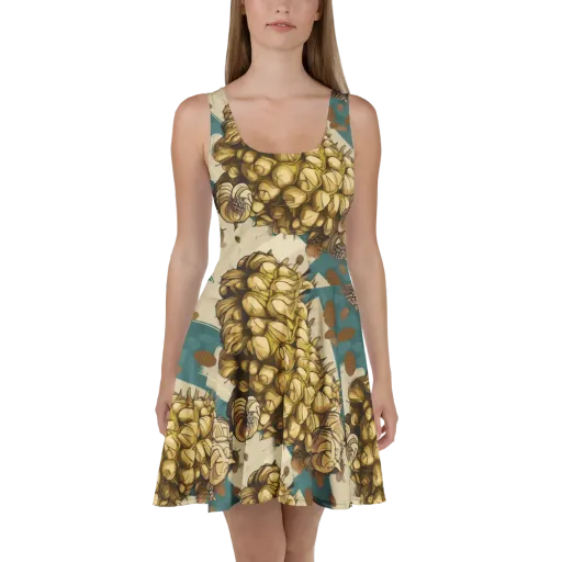 Golden Cone Garden on a Skater Dress
