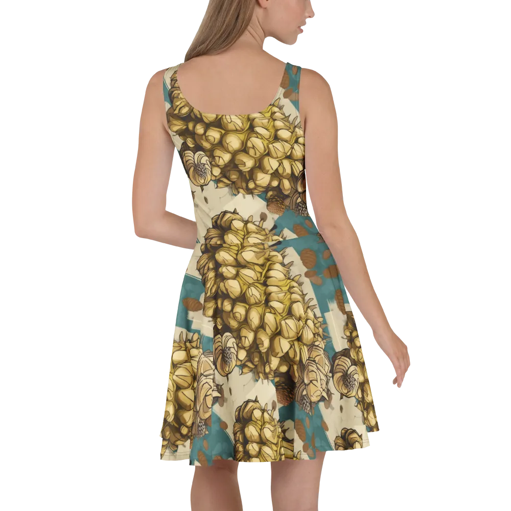 Golden Cone Garden on Skater Dress — Back