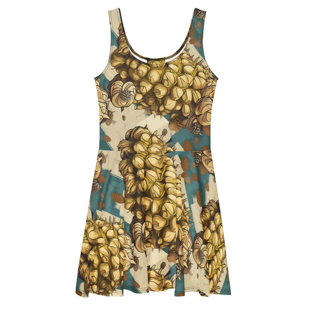 Golden Cone Garden on Skater Dress — Front