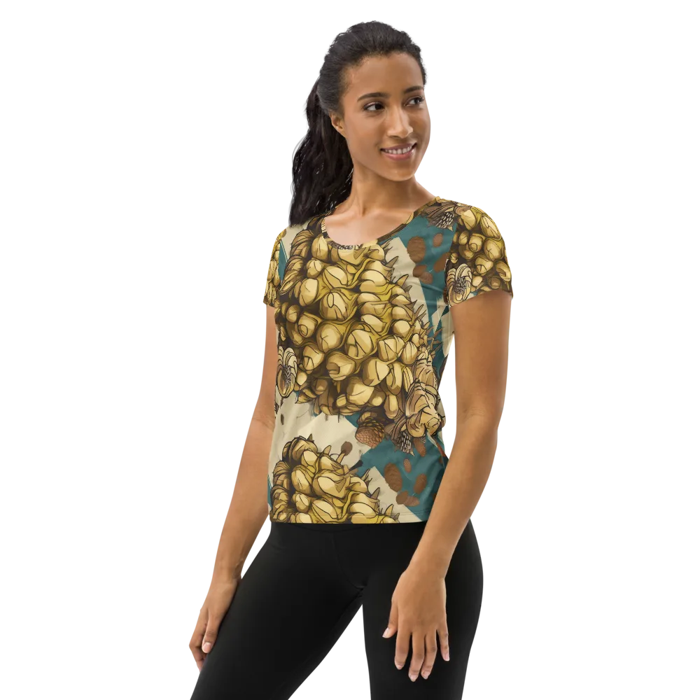 Golden Cone Garden on Women's Athletic T-Shirt — Left