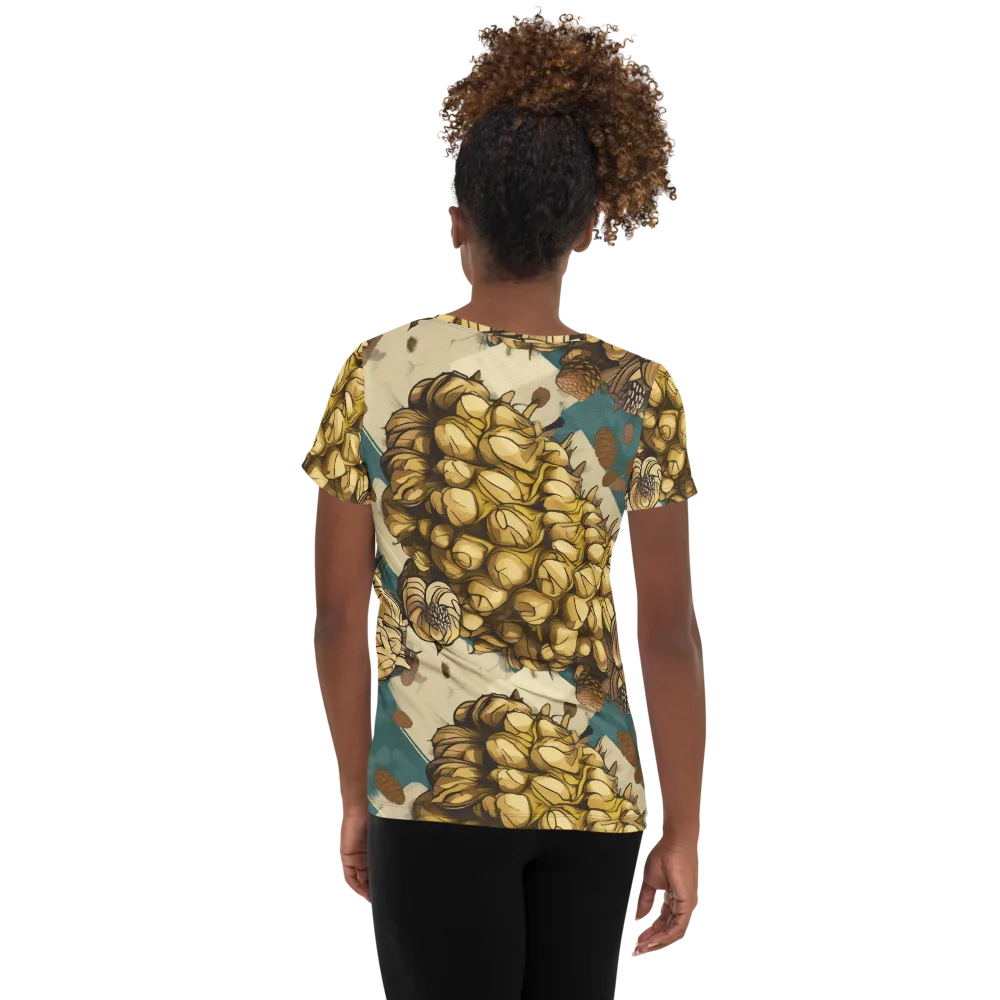 Golden Cone Garden on Women's Athletic T-Shirt — Back
