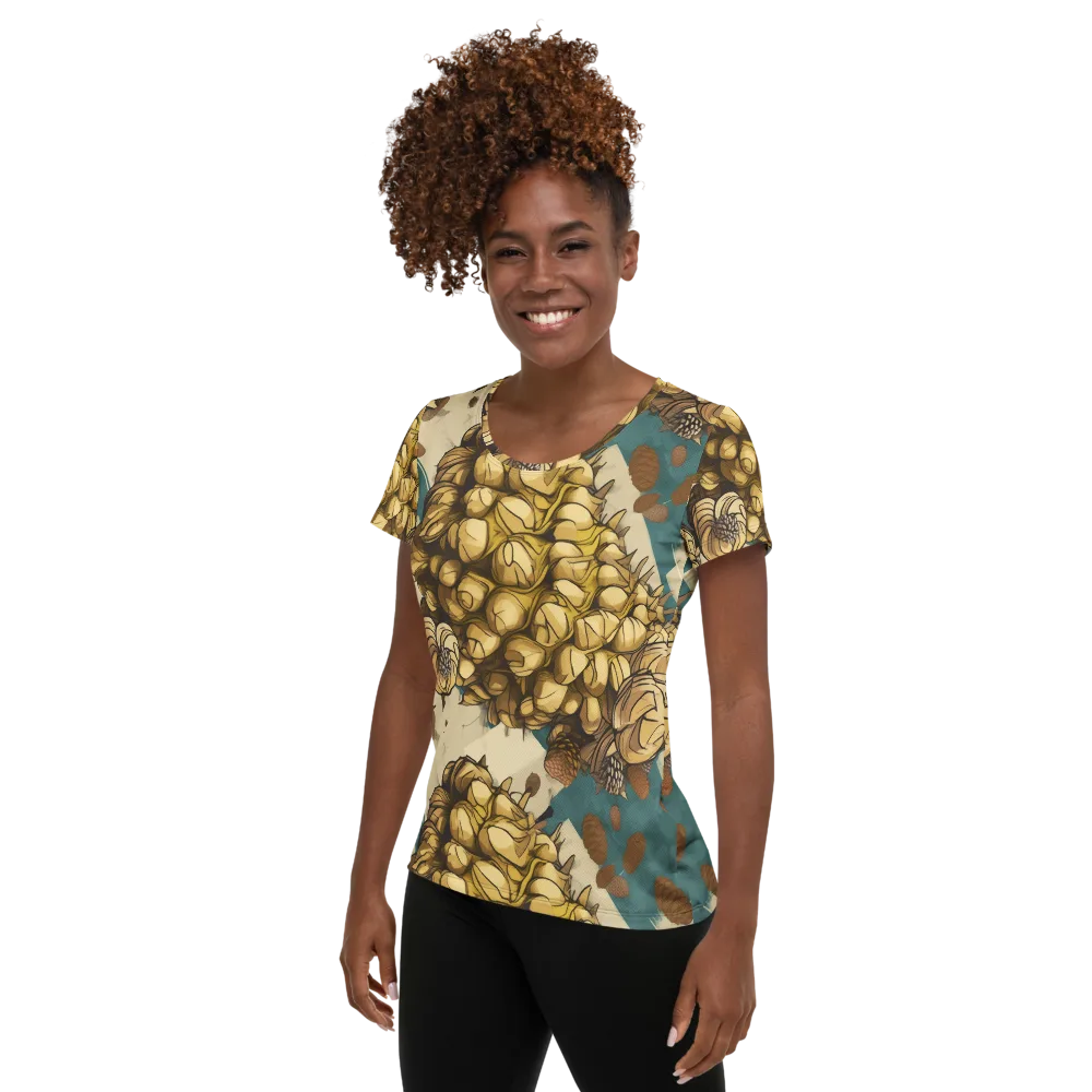 Golden Cone Garden on Women's Athletic T-Shirt — Left