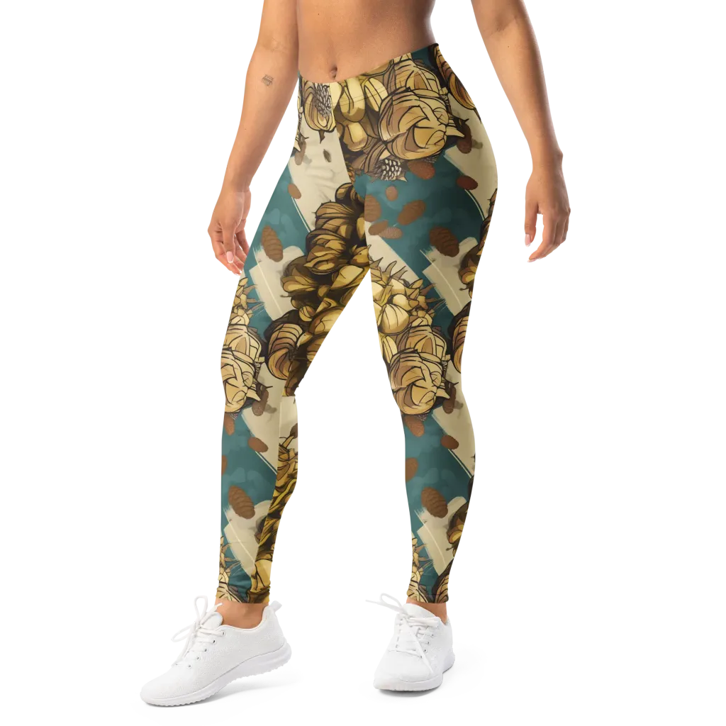 Golden Cone Garden on Leggings — Left Front