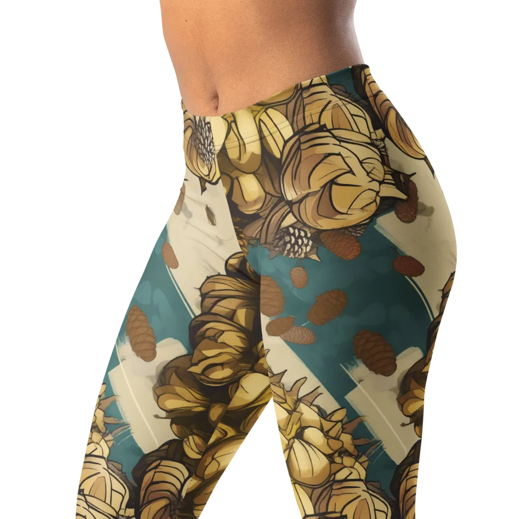 Golden Cone Garden on Leggings — Left Front