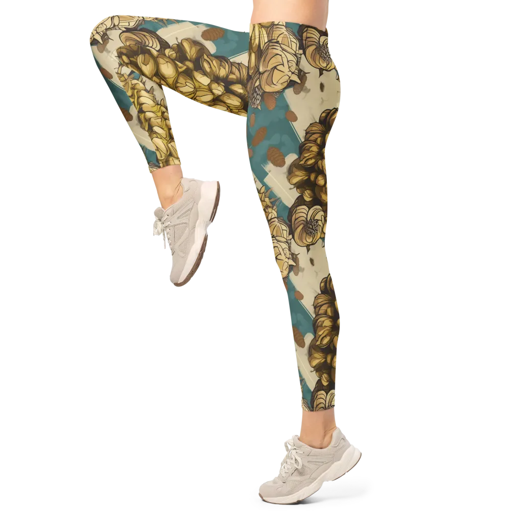 Golden Cone Garden on Leggings — Left