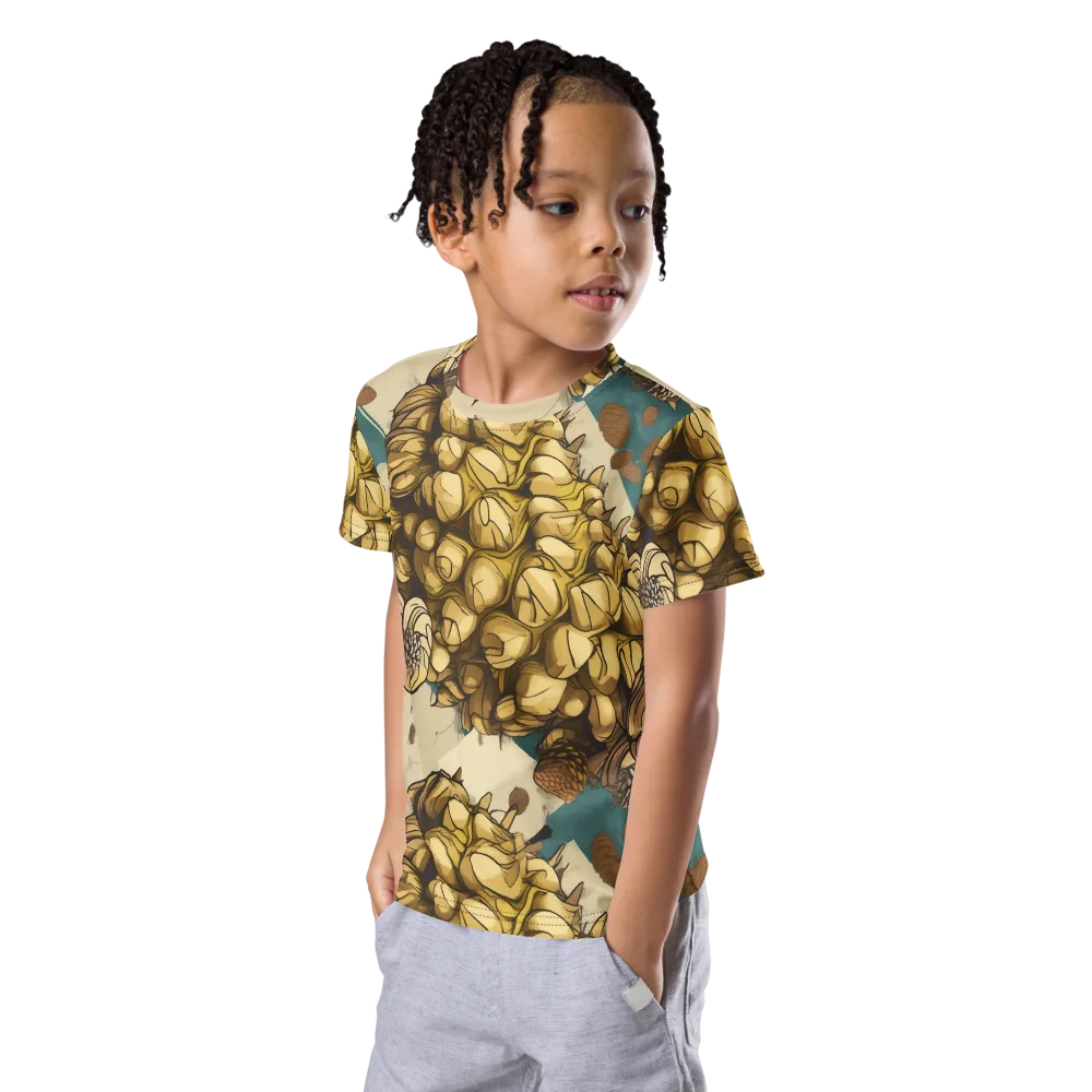 Golden Cone Garden on Kids Crew Neck T-Shirt — Left Front