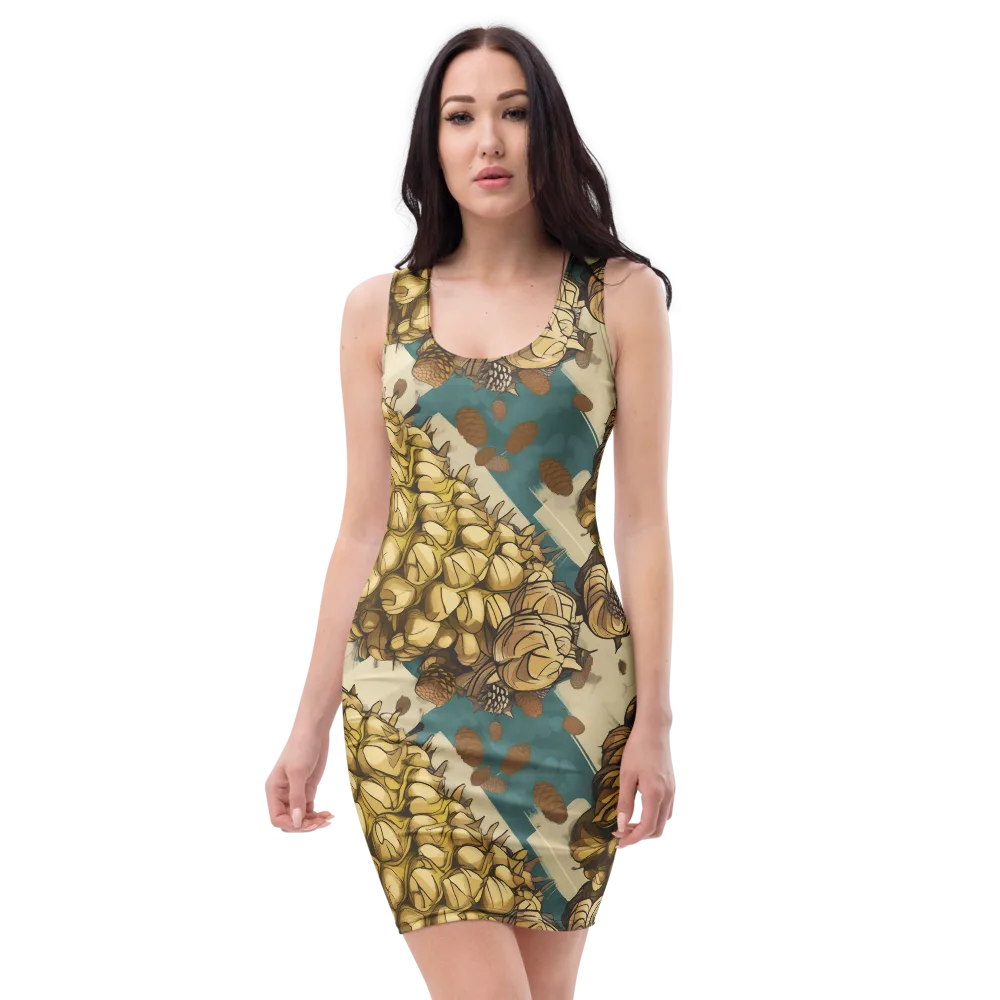 Golden Cone Garden on Bodycon Dress — Front