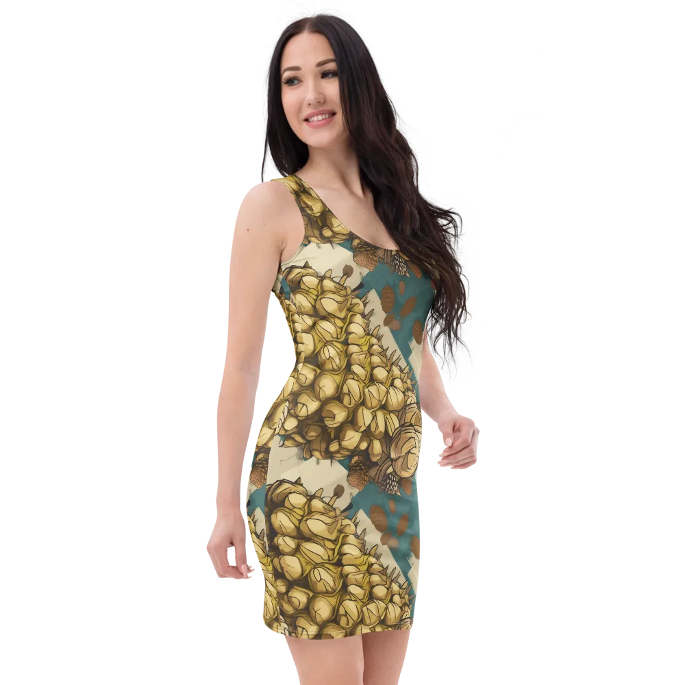 Golden Cone Garden on Bodycon Dress — Right Front