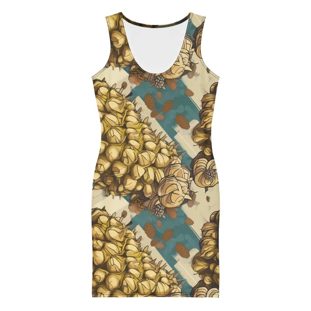Golden Cone Garden on Bodycon Dress — Front