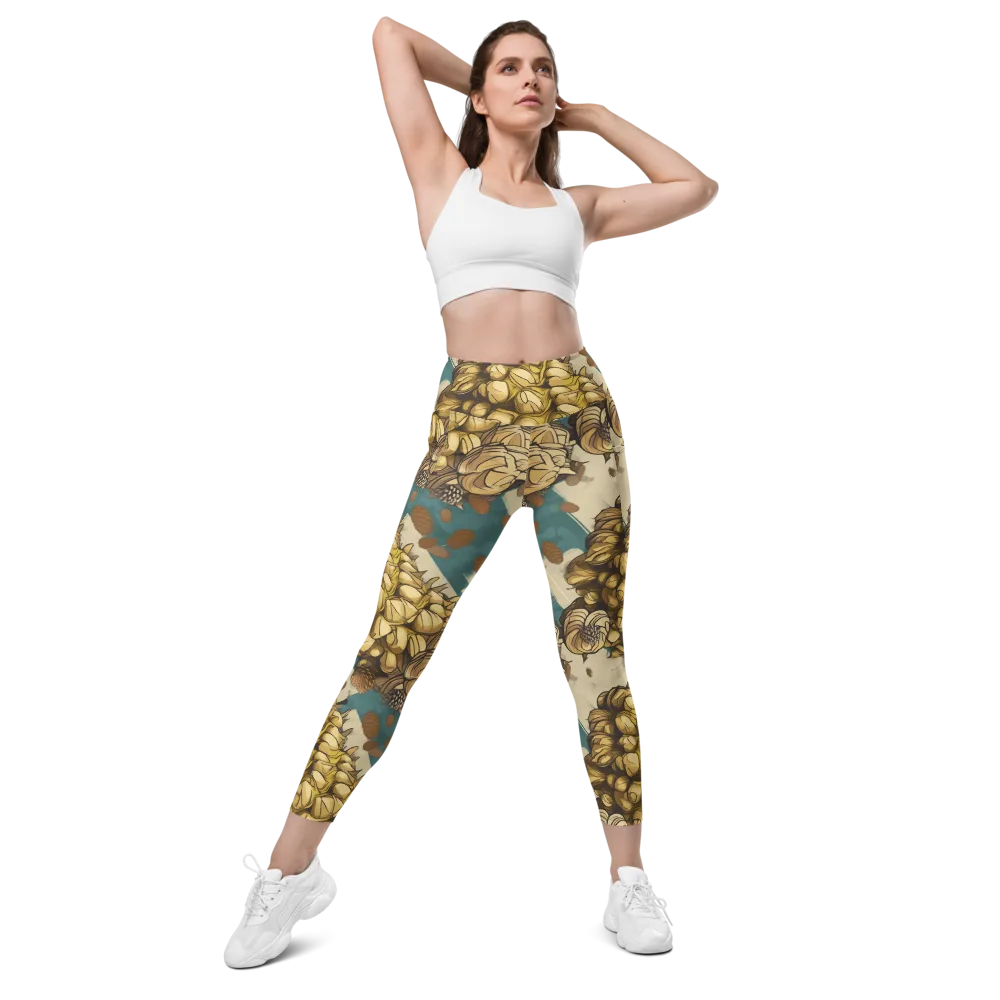 Golden Cone Garden on Leggings with Pockets — Front