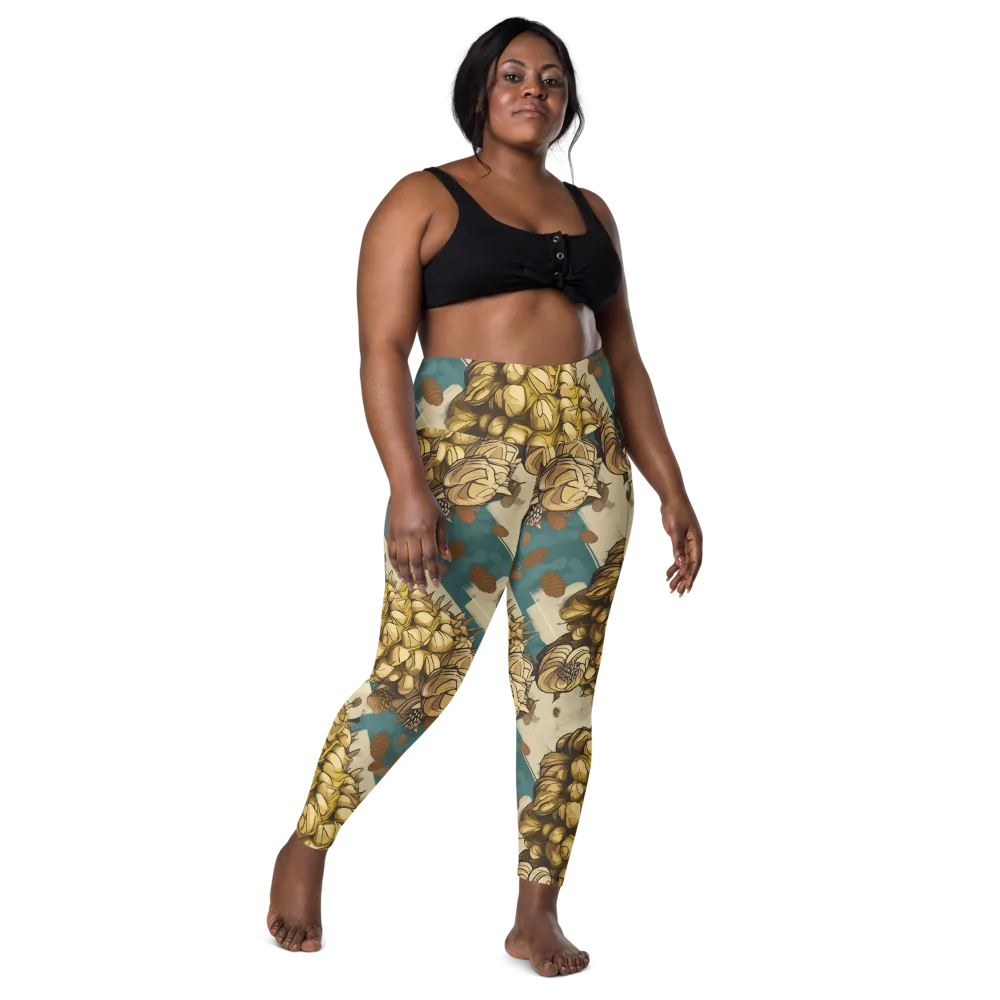 Golden Cone Garden on Leggings with Pockets — Front