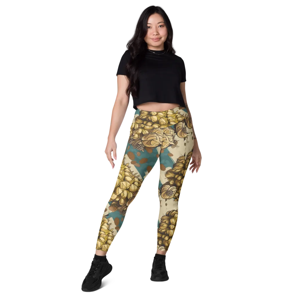 Golden Cone Garden on Leggings with Pockets — Front