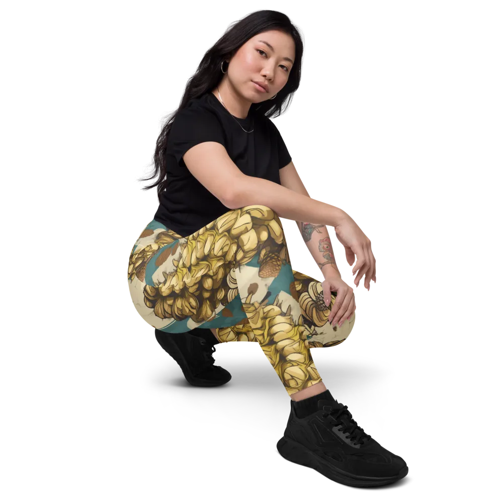 Golden Cone Garden on Leggings with Pockets — Right Front