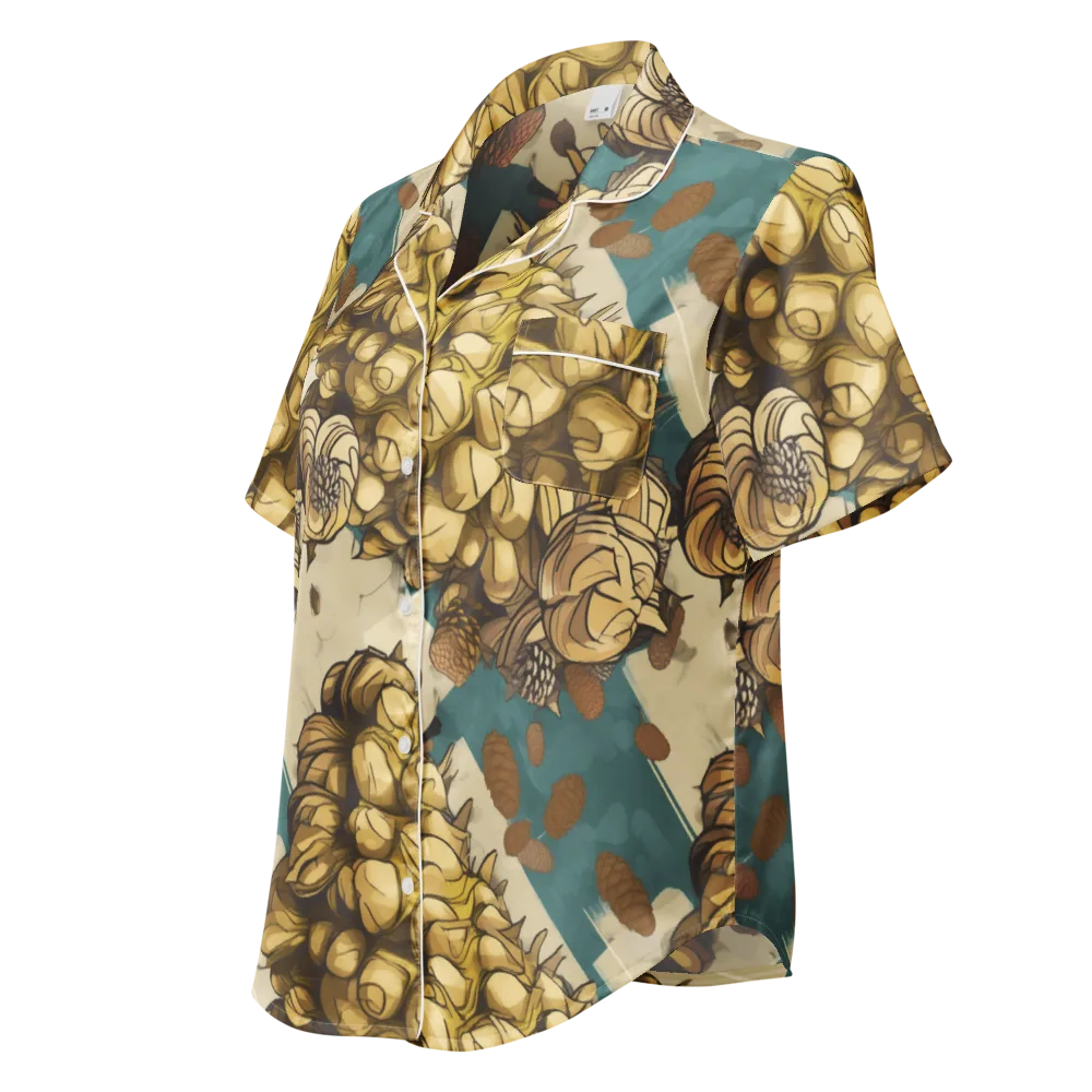 Golden Cone Garden on Women's Short Sleeve Pajama Top — Left Front