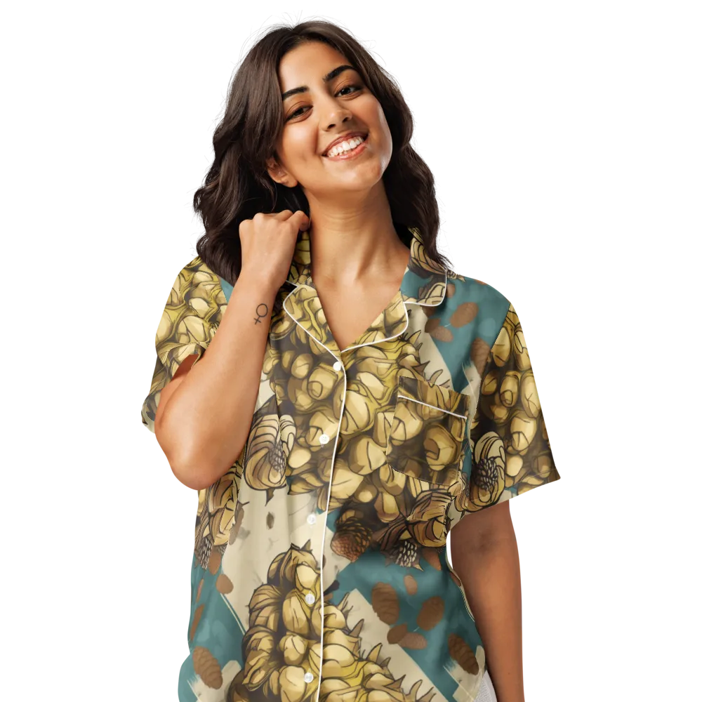 Golden Cone Garden on Women's Short Sleeve Pajama Top — Front