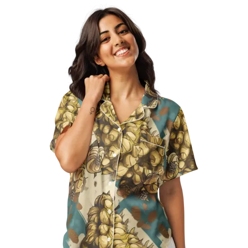 Golden Cone Garden on a Women's Short Sleeve Pajama Top