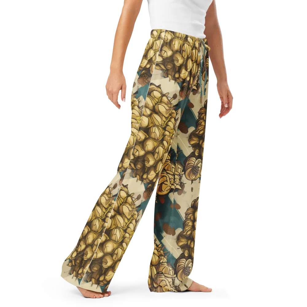 Golden Cone Garden on Women's Pajama Pants — Right Front