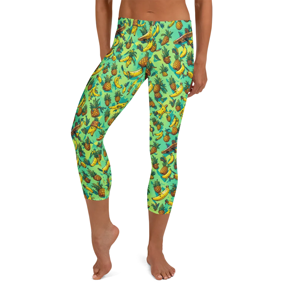 Pineapple Halfpipe on Capri Leggings — Front