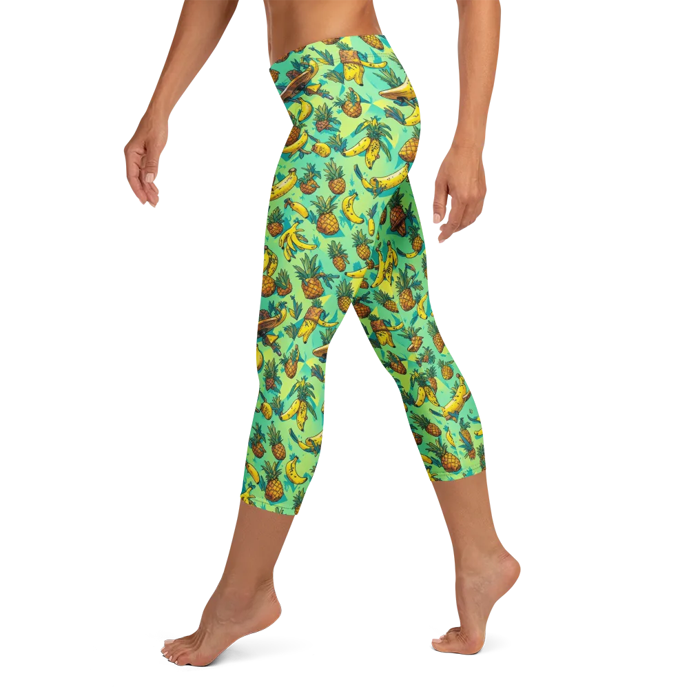 Pineapple Halfpipe on Capri Leggings — Left