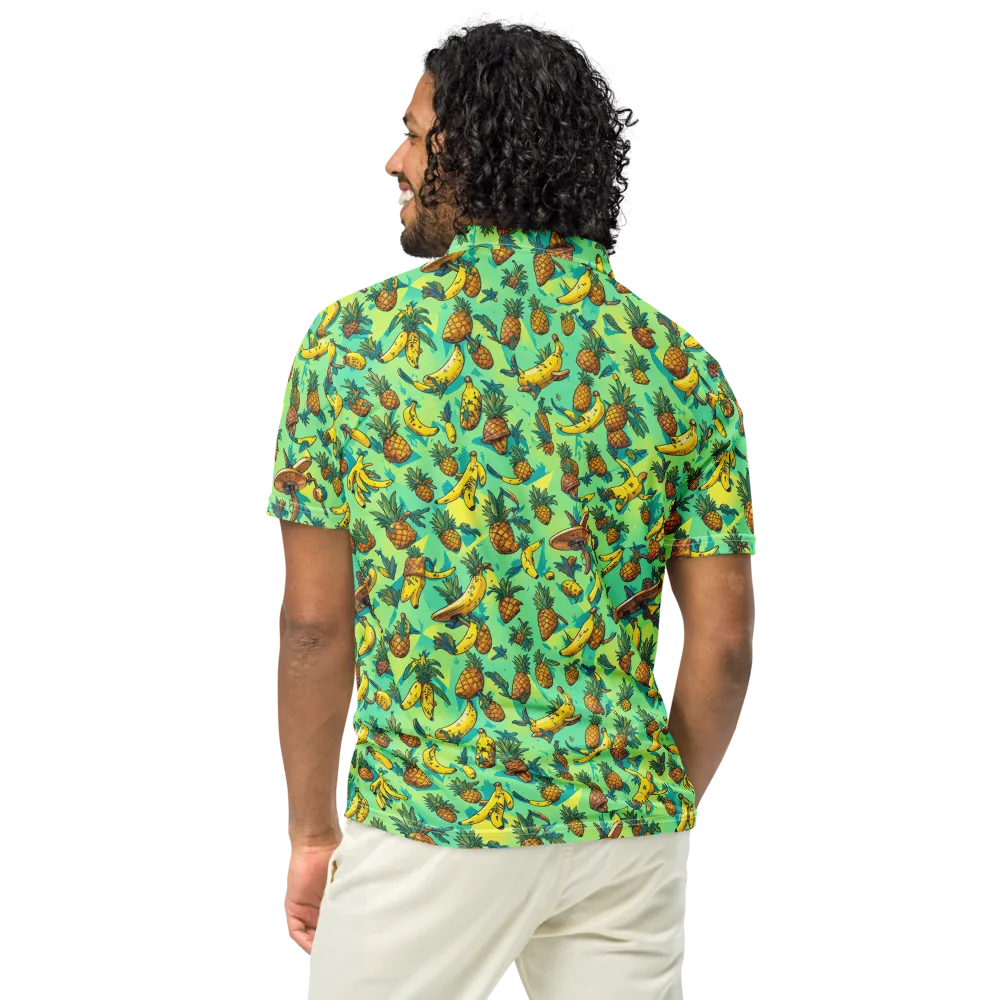 Pineapple Halfpipe on Men's Slim Fit Polo Shirt — Back