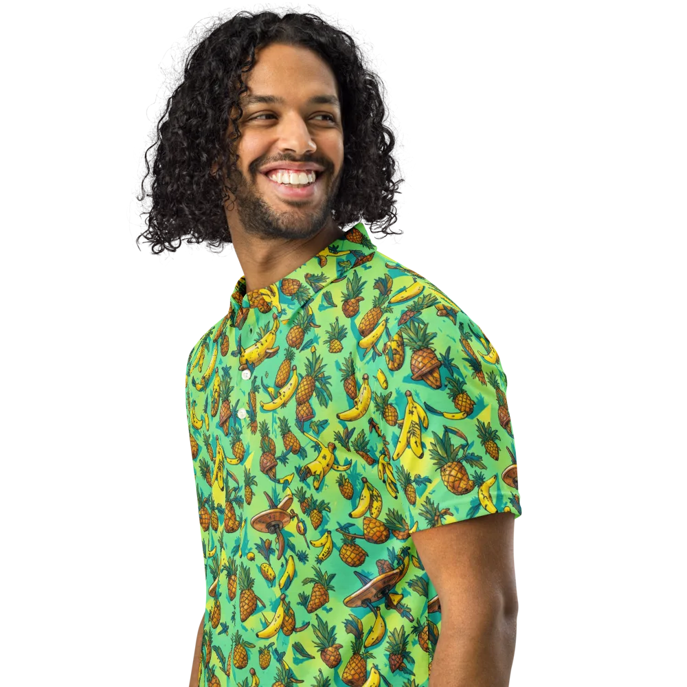 Pineapple Halfpipe on Men's Slim Fit Polo Shirt — Left Front