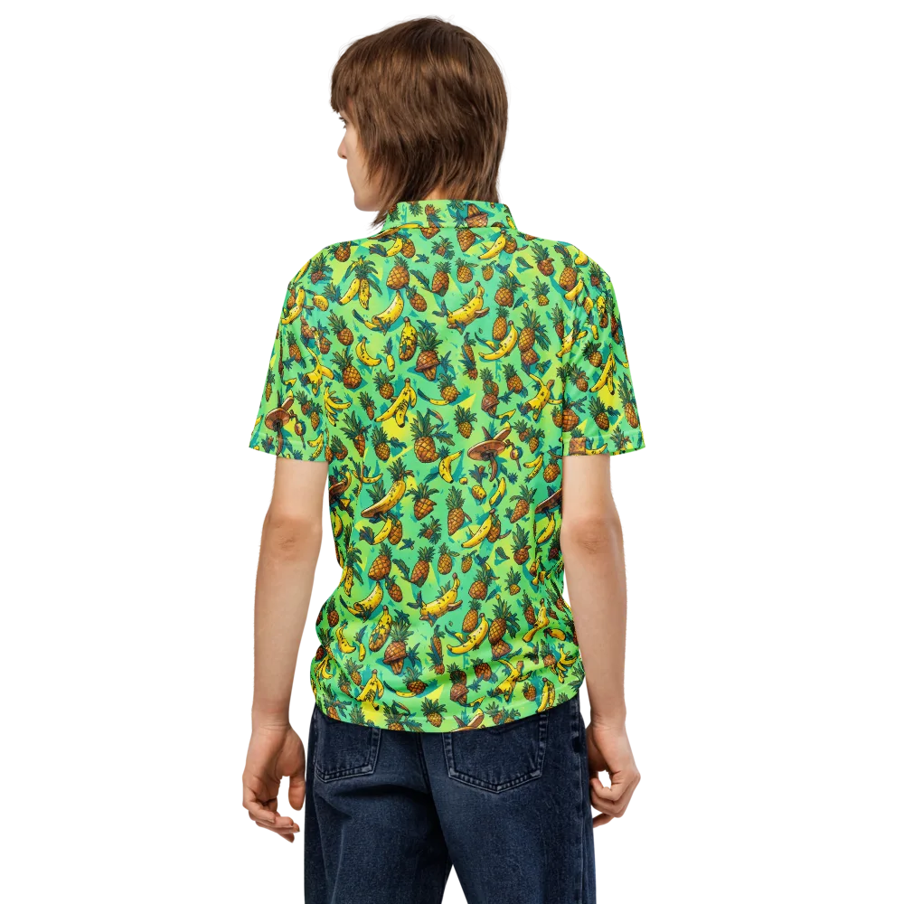 Pineapple Halfpipe on Men's Slim Fit Polo Shirt — Back