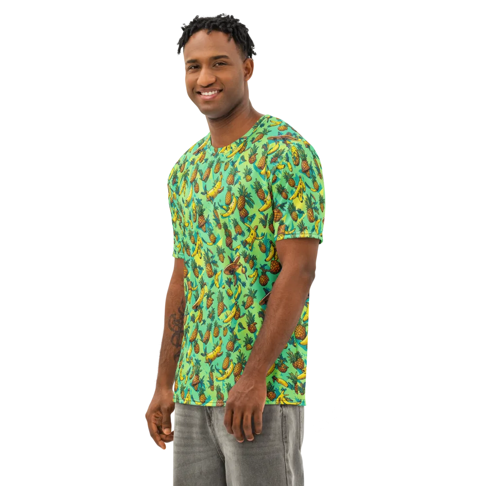 Pineapple Halfpipe on Men's Cotton Crew Neck T-Shirt — Left Front