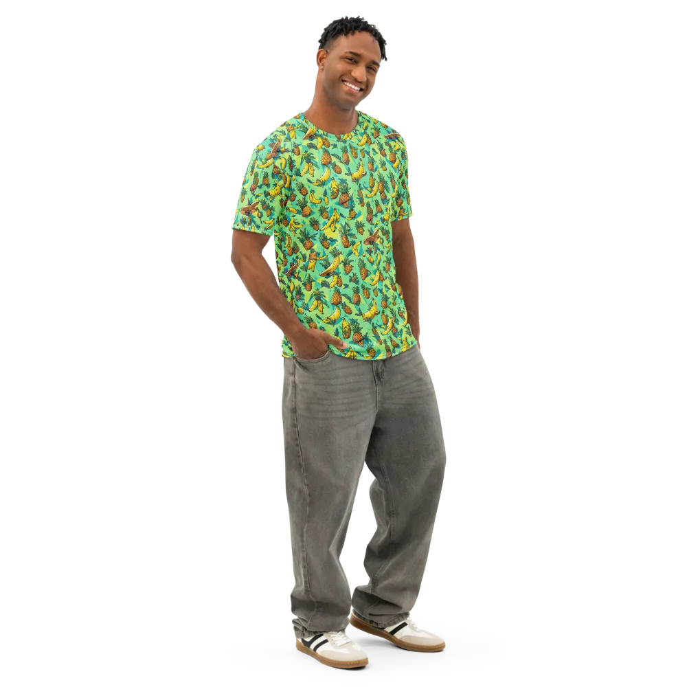 Pineapple Halfpipe on Men's Cotton Crew Neck T-Shirt — Right Front