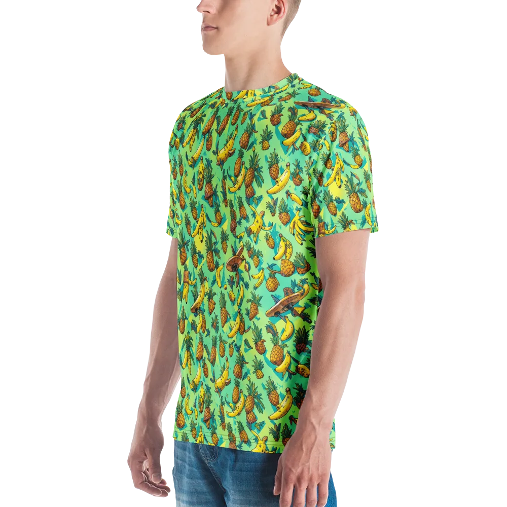 Pineapple Halfpipe on Men's Crew Neck T-Shirt — Left