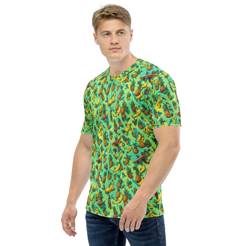 Pineapple Halfpipe on Men's Crew Neck T-Shirt — Left
