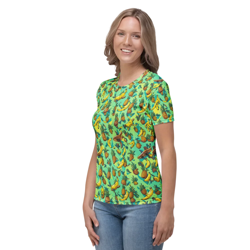 Pineapple Halfpipe on Women's Crew Neck T-Shirt — Left