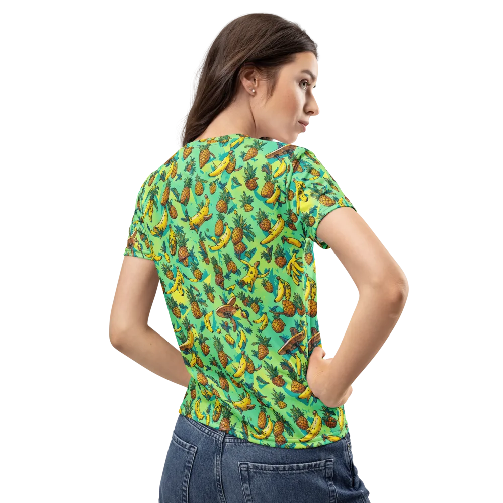Pineapple Halfpipe on Women's Crew Neck T-Shirt — Back