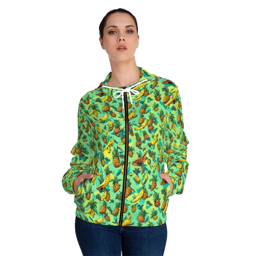 Pineapple Halfpipe on Women's Full-Zip Hoodie — Front On Person