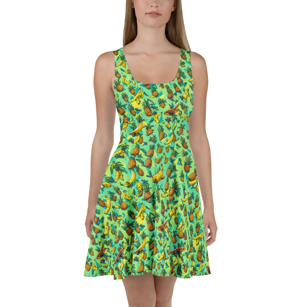 Pineapple Halfpipe on Skater Dress — Front