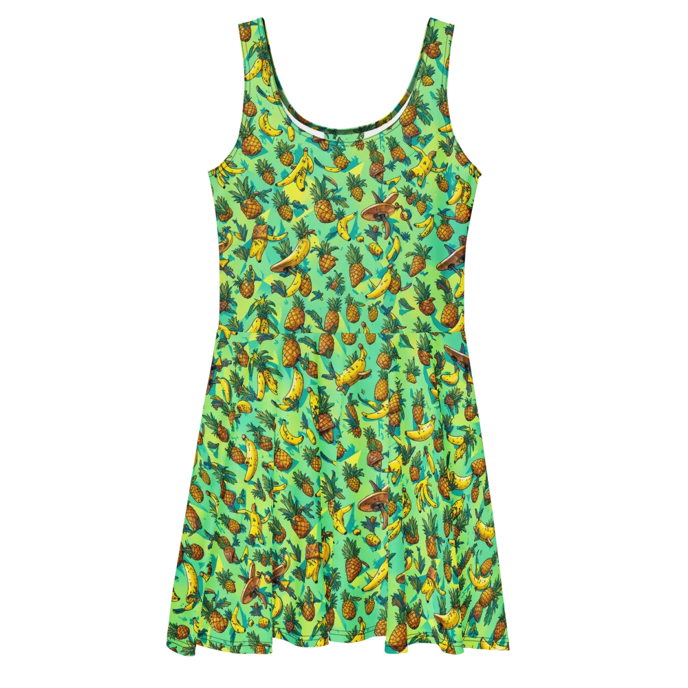 Pineapple Halfpipe on Skater Dress — Front