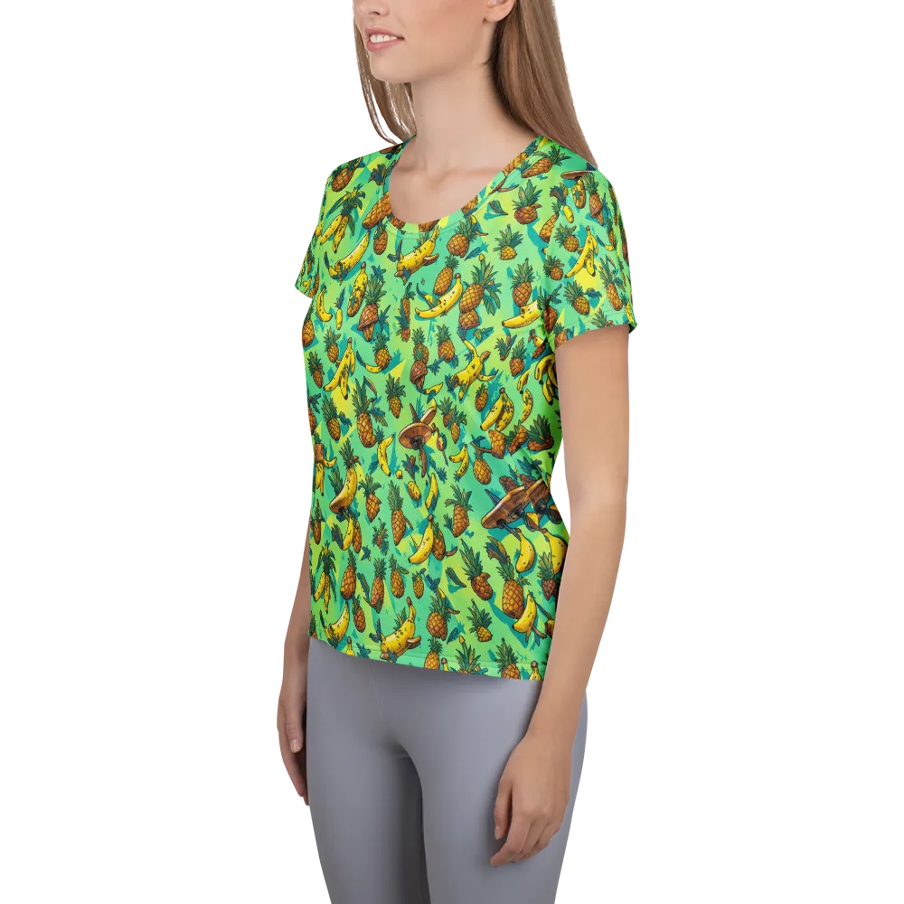 Pineapple Halfpipe on Women's Athletic T-Shirt — Left