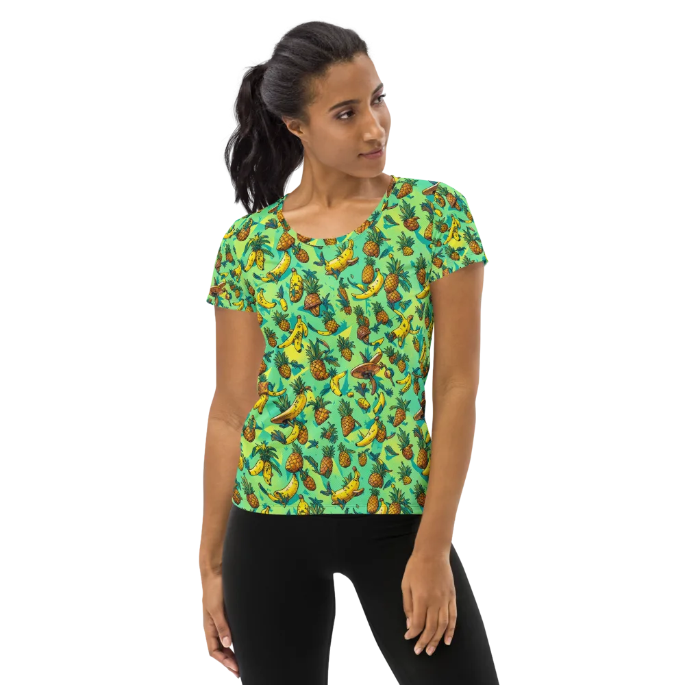Pineapple Halfpipe on Women's Athletic T-Shirt — Front