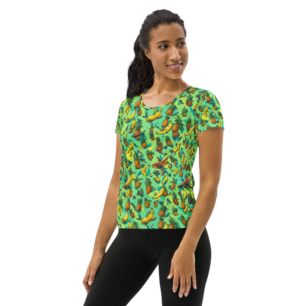 Pineapple Halfpipe on Women's Athletic T-Shirt — Left
