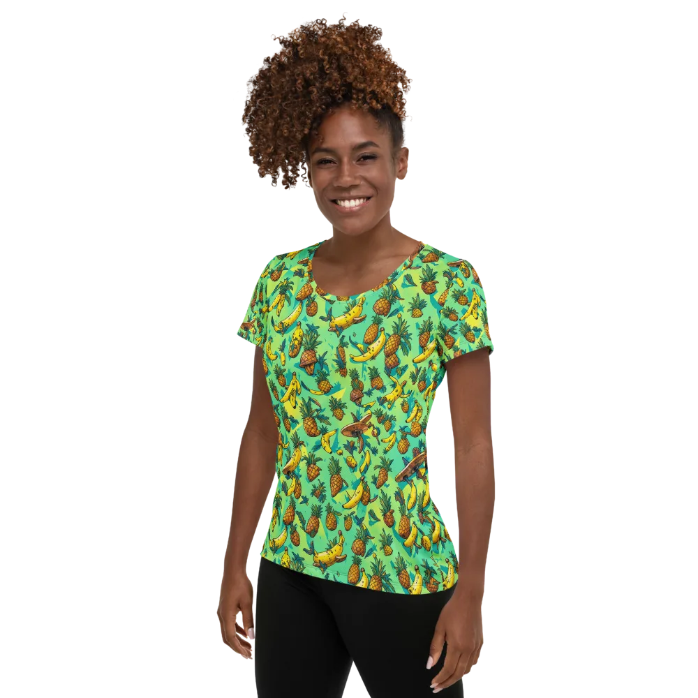 Pineapple Halfpipe on Women's Athletic T-Shirt — Left