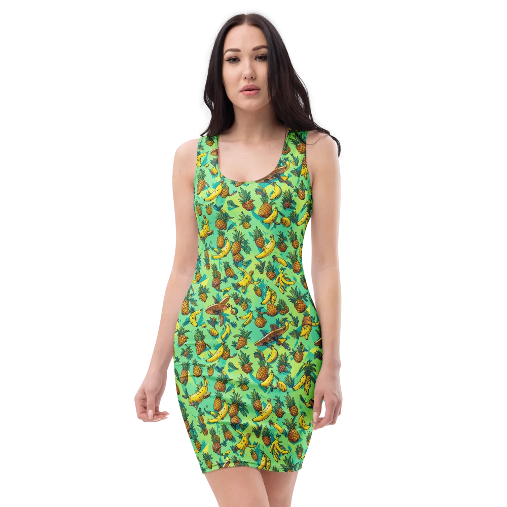 Pineapple Halfpipe on Bodycon Dress — Front