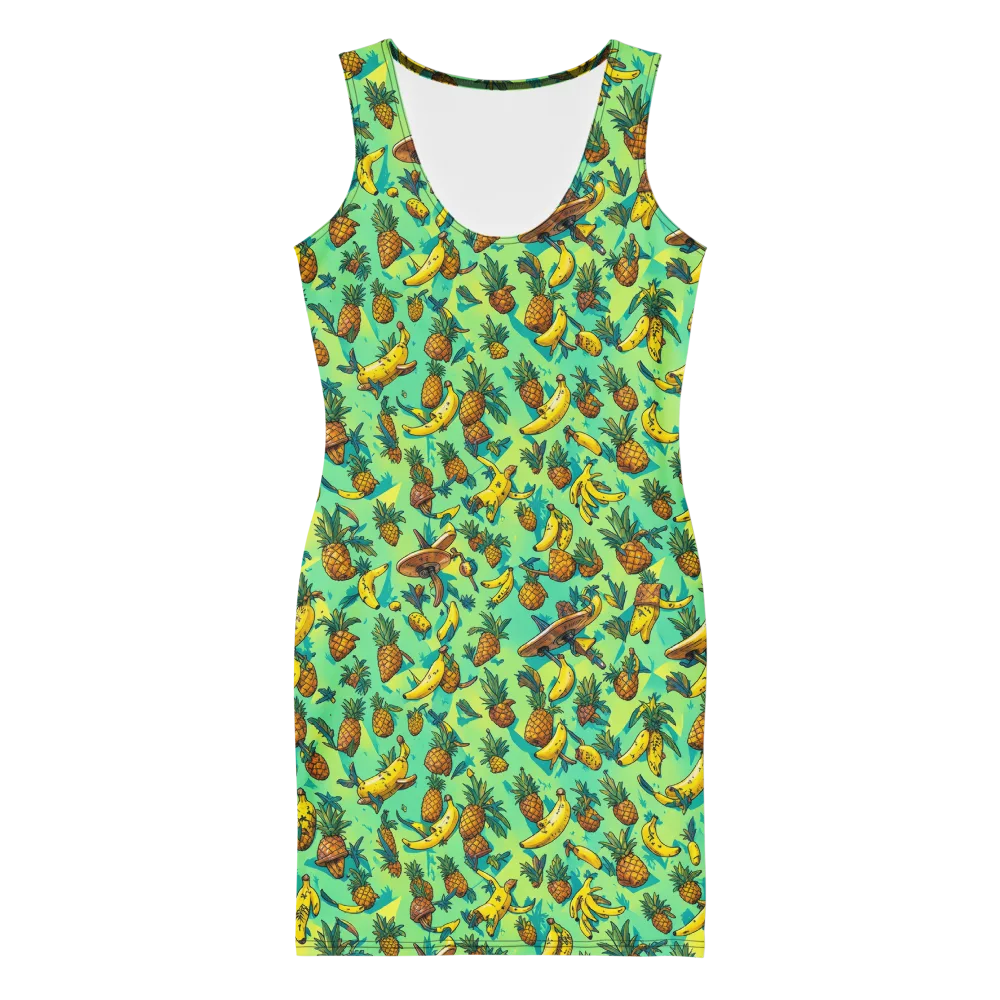 Pineapple Halfpipe on Bodycon Dress — Front