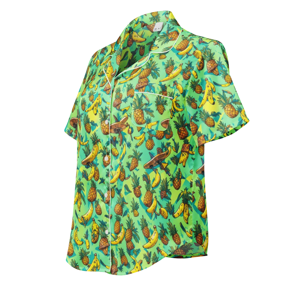 Pineapple Halfpipe on Women's Short Sleeve Pajama Top — Left Front