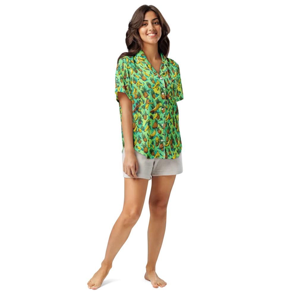 Pineapple Halfpipe on Women's Short Sleeve Pajama Top — Front
